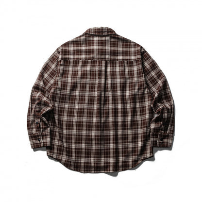 Men's Boxy Flannel Overshirt with Check Pattern, Full Button Placket and Curved Hem Shop Velvia