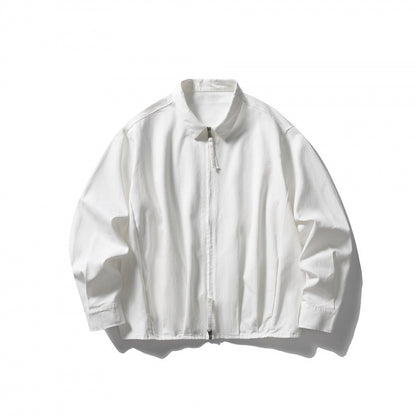 Unisex Boxy over-jacket with shirt collar, concealed zipper and soft drape Shop Velvia
