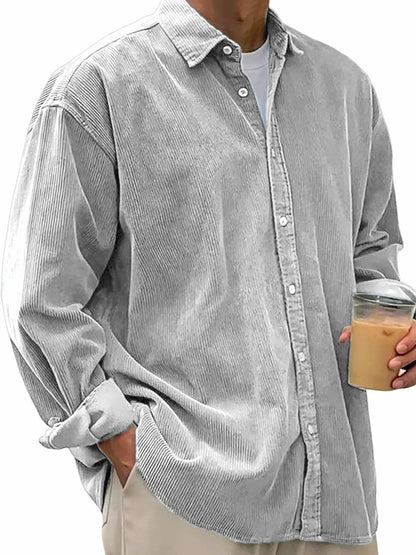 Men's casual cord shirt made of fine ribbed fabric with oversized fit Shop Velvia