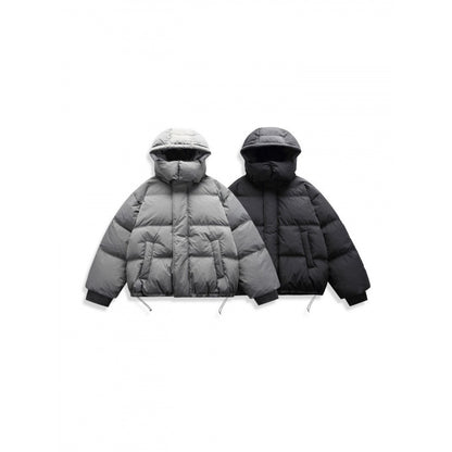 Unisex Short Padded Jacket with Hood, High Stand-Up Collar, and Adjustable Hem Shop Velvia