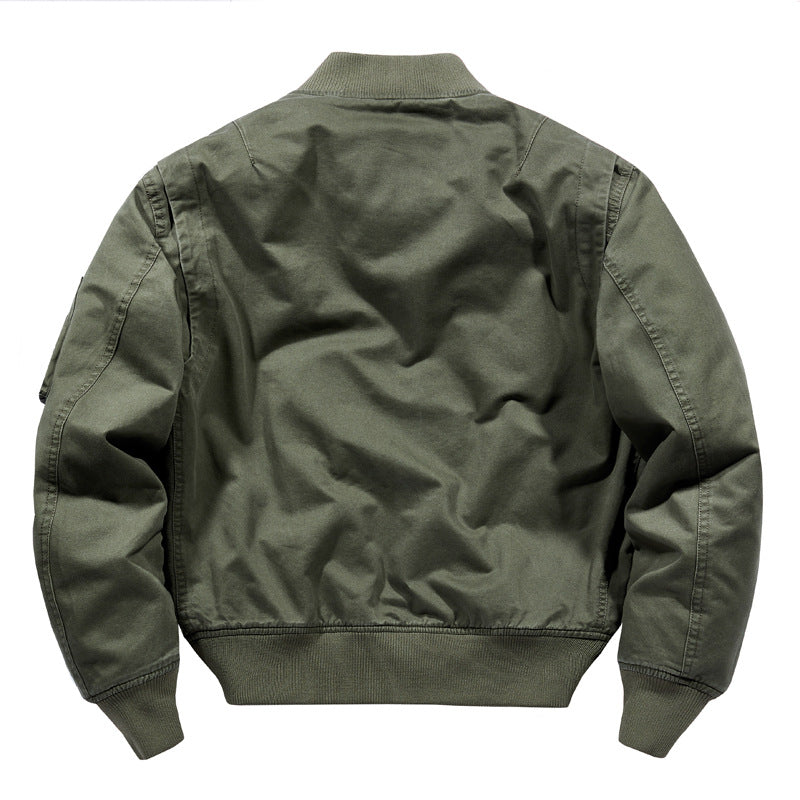 Men's Short-Cut Canvas Bomber Jacket in Utility-Field Style with Pocket Organizer Shop Velvia