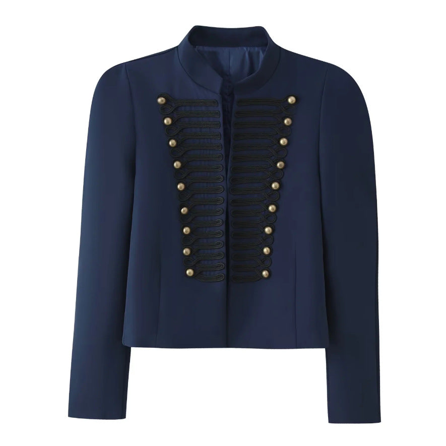 Ladies short jacket in hussar-inspired design with stand-up collar and decorative cords Shop Velvia