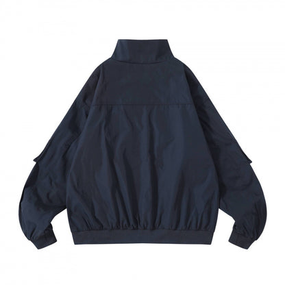 Unisex Kastige Utility Bomber Jacket with Stand Collar, Zipper and Sleeve Pockets Shop Velvia