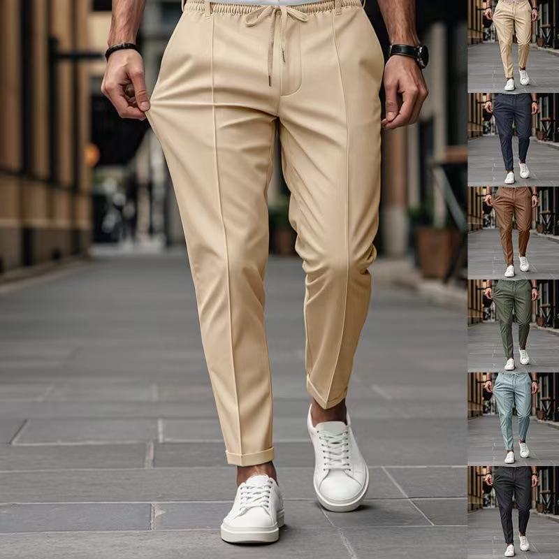 Men's elegant leisure pants with elastic waistband and side pockets Shop Velvia