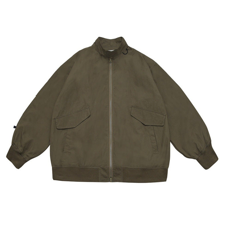 Unisex Oversize Bomber Jacket in Boxy Cut with Flap Pockets and Ribbed Hem Shop Velvia