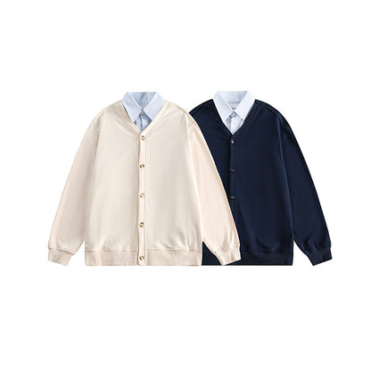 Men's oversized knit cardigan in sweatshirt style with V-neck and button placket Shop Velvia