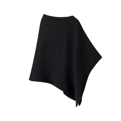 Women Fine Knit Poncho with Asymmetrical Hem and Wide Boat Neck Shop Velvia