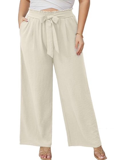 Women's Wide Culottes in Linen Look with Paperbag Waist, Tied Belt and Side Pockets Shop Velvia