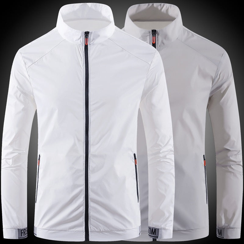 Men's nan ultralight windproof leisure jacket with stand-up collar, concealed zipper, and zippered pockets Shop Velvia