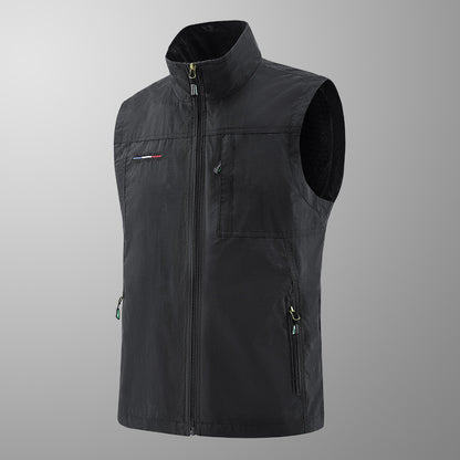 Men's Lightweight Windproof Utility Vest with High Collar, Zip Pockets and Breathable Mesh Lining Shop Velvia