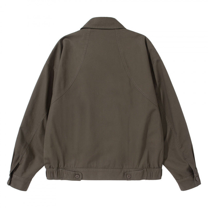 Men's Lightweight Boxy Field Jacket with Shirt Collar, Concealed Button Placket and Elastic Hem Shop Velvia
