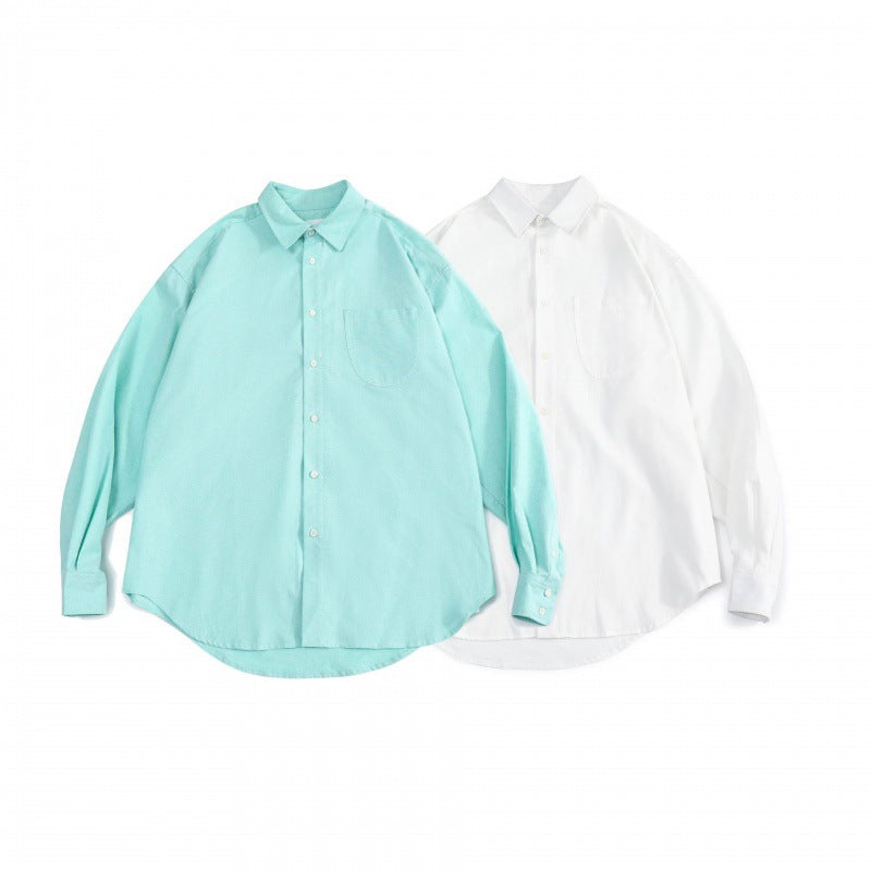 Unisex Oversize Shirt made of fine Oxford cotton fabric with chest pocket and rounded hem Shop Velvia