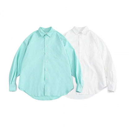 Unisex Oversize Shirt made of fine Oxford cotton fabric with chest pocket and rounded hem Shop Velvia