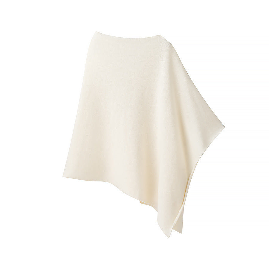 Women Fine Knit Poncho with Asymmetrical Hem and Wide Boat Neck Shop Velvia