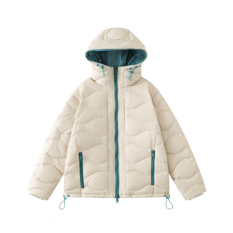 Unisex Short cut padded hooded jacket with wave quilting, two-way zipper and adjustable hem Shop Velvia