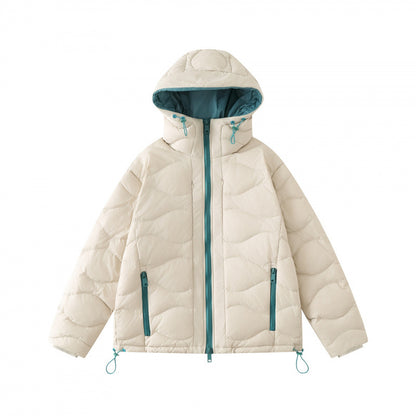 Unisex Short cut padded hooded jacket with wave quilting, two-way zipper and adjustable hem Shop Velvia