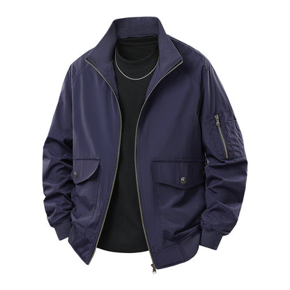 Men's Wind and Water Resistant Urban Bomber Jacket with Stand Collar and Multiple Pockets Shop Velvia