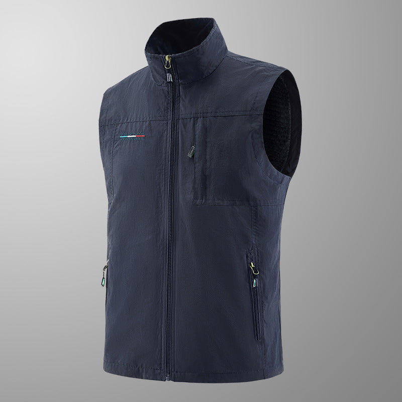 Men's Lightweight Windproof Utility Vest with High Collar, Zip Pockets and Breathable Mesh Lining Shop Velvia