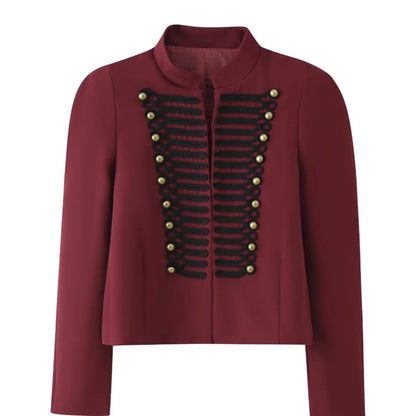 Ladies short jacket in hussar-inspired design with stand-up collar and decorative cords Shop Velvia