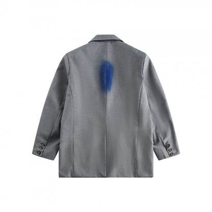 Unisex Oversize Blazer with Graffiti Spray Print, Notch Lapels and Flap Pockets Shop Velvia