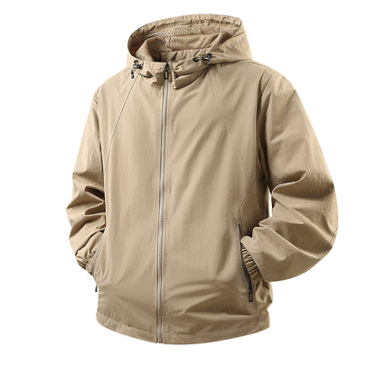 Men's Lightweight Breathable Hooded Windbreaker with Mesh Lining and Zipper Pockets Shop Velvia