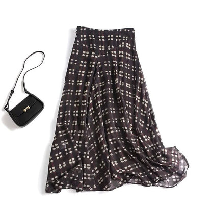Women's flowing maxi skirt made of chiffon with geometric all-over print and high waist Shop Velvia