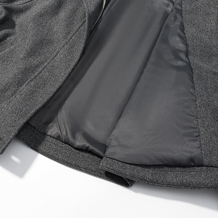 Women's short cut wool blend cropped jacket with stand-up collar, epaulettes, and adjustable sleeve straps Shop Velvia