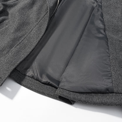Women's short cut wool blend cropped jacket with stand-up collar, epaulettes, and adjustable sleeve straps Shop Velvia