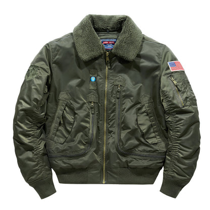 Men's pilot bomber jacket with teddy collar and multifunctional organizer pockets Shop Velvia