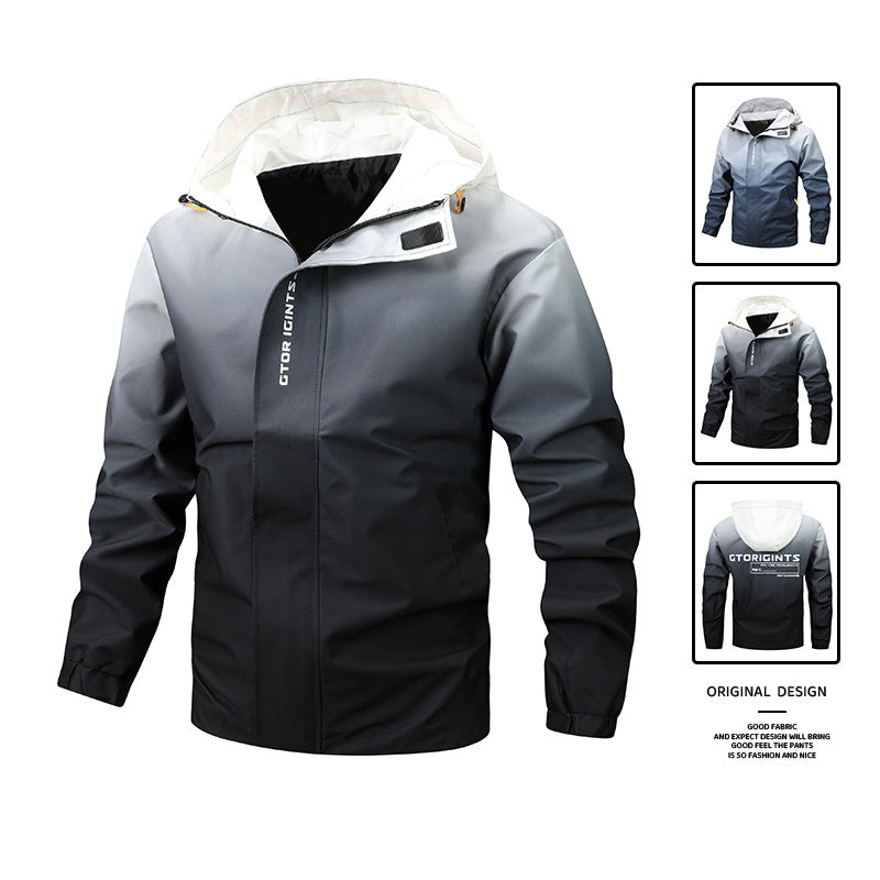 Men's Water-Repellent Hooded Jacket with Gradient, Windproof and Breathable Shop Velvia