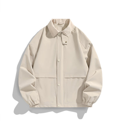 Men's Oversized Utility Jacket with Cord Collar and Snap Front Shop Velvia