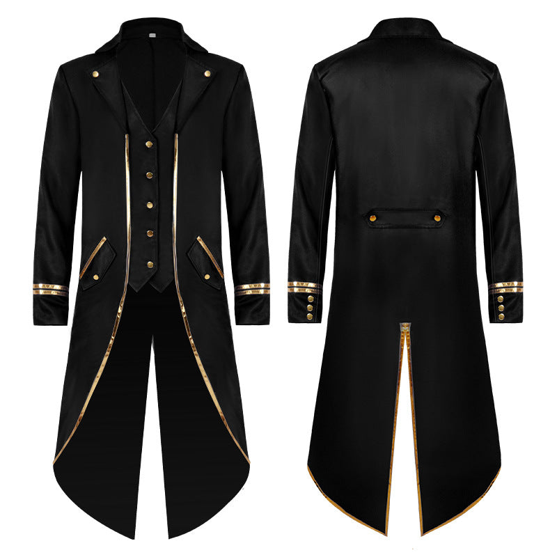 Women's longer tailored blazer coat with golden chain detail and single-breasted closure Shop Velvia