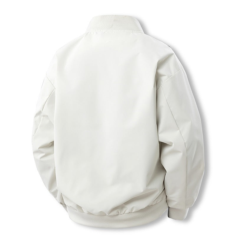 Men's Lightweight Casual Bomber Jacket in Clean Look with Stand Collar and Ribbed Cuffs Shop Velvia