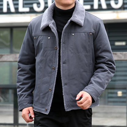 Men's short jacket with teddy lining and lapel collar, windproof transitional jacket Shop Velvia