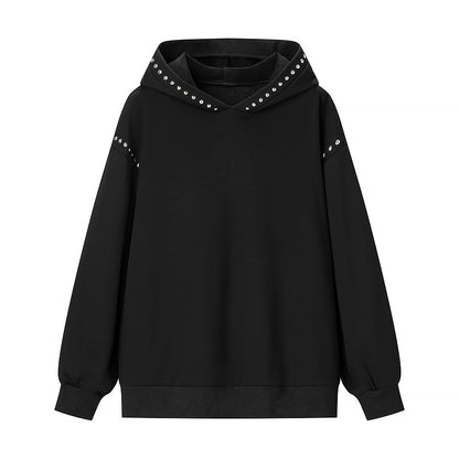 Women's Oversize Hoodie with Metal Stud Trim and Balloon Sleeves Shop Velvia