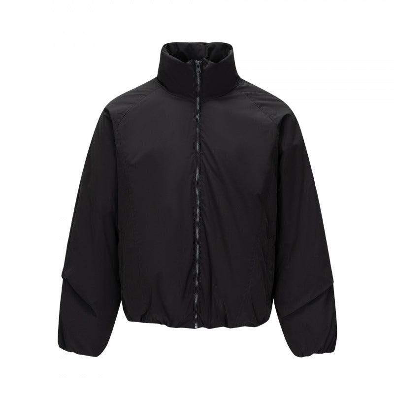 Unisex Short cut lightweight windbreaker in boxy cut with high stand-up collar and elastic hem Shop Velvia