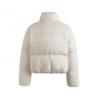 Women's short padded jacket with cord sleeves and high stand-up collar Shop Velvia
