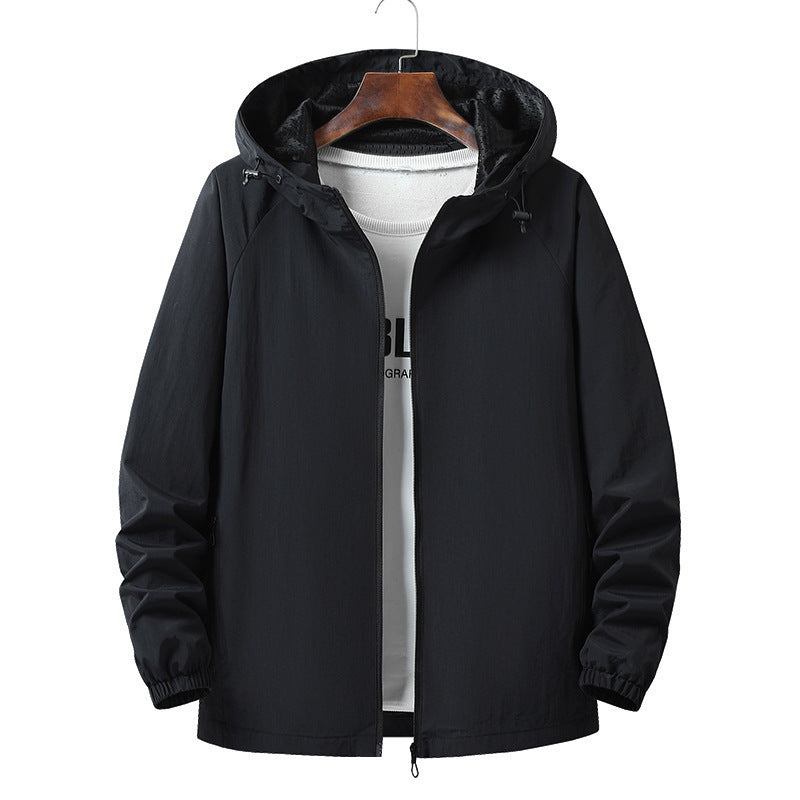 Men's Lightweight Windproof Hooded Outdoor Jacket with Full Zipper and Elastic Cuffs Shop Velvia