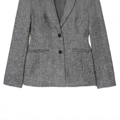 Women's Tailored Wool Blend Blazer with Notched Lapel and Patch Pockets Shop Velvia