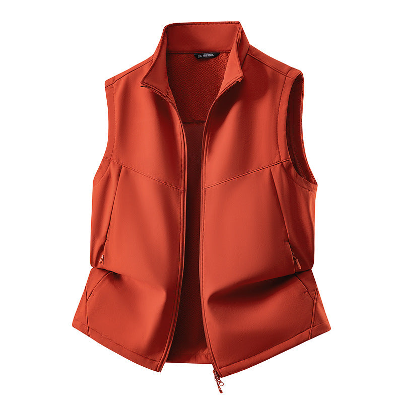 Women's Sleeveless Softshell Vest with Stand-Up Collar, Stretch Lining and Two-Way Zipper Shop Velvia