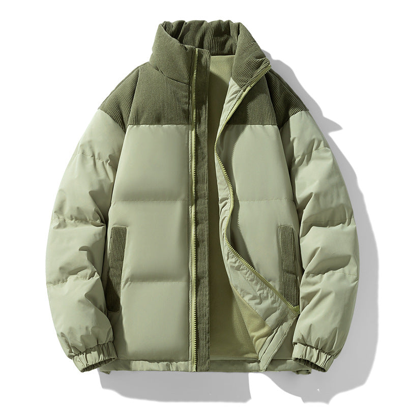 Men's quilted winter jacket with cord trim, high stand-up collar, and warm insulation Shop Velvia