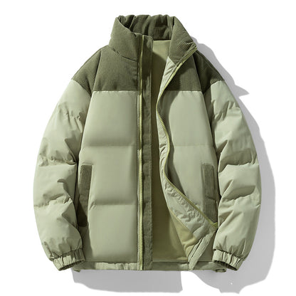 Men's quilted winter jacket with cord trim, high stand-up collar, and warm insulation Shop Velvia
