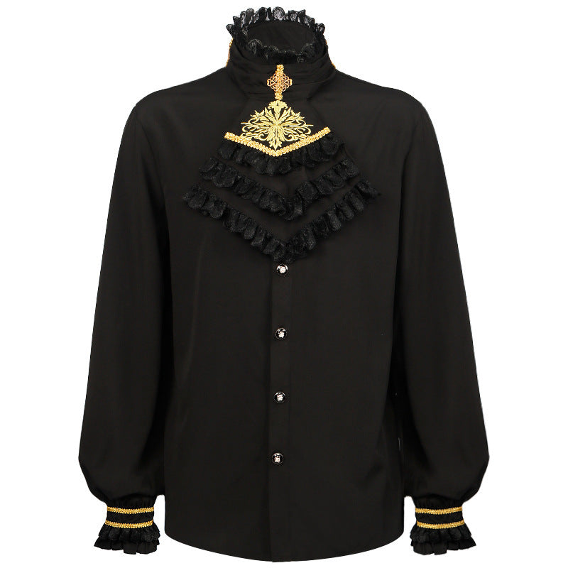 Ladies nan romantic Victorian ruffled blouse with stand-up collar and lace cuffs Shop Velvia