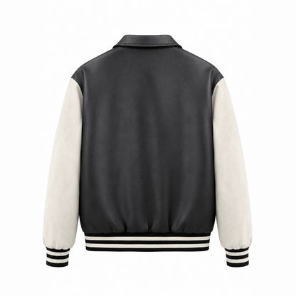 Men's Retro Style Letterman Jacket with Faux Leather Body and Suede Sleeves Shop Velvia