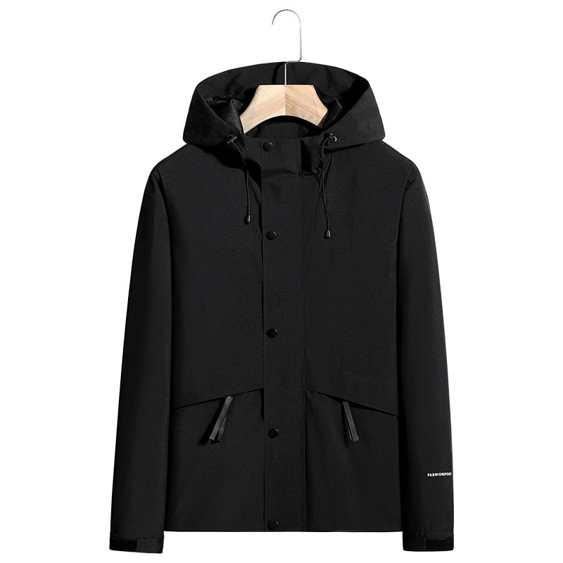 Men's Lightweight Water-Repellent Hooded Softshell Jacket with Concealed Press Stud Placket and Drawstring Shop Velvia