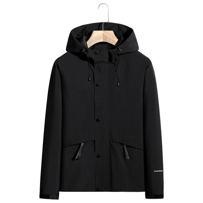 Men's Lightweight Water-Repellent Hooded Softshell Jacket with Concealed Press Stud Placket and Drawstring Shop Velvia