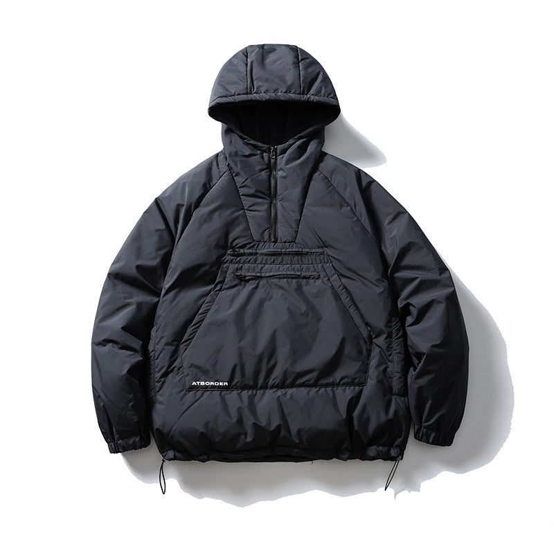 Unisex Padded Hoodie-Anorak with Half Zip, Kangaroo Pocket and Drawstring Shop Velvia