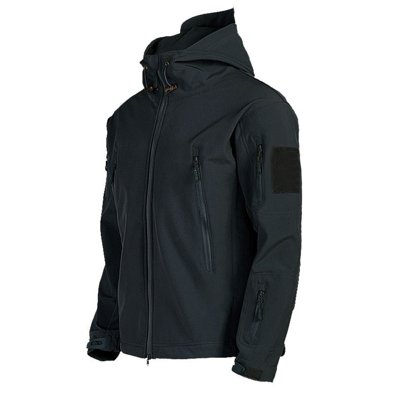 Men's Tactical Softshell Jacket with Hood, Camouflage Pattern and Multiple Zipper Pockets Shop Velvia