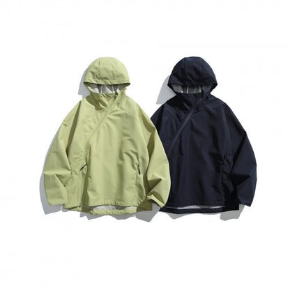 Unisex Lightweight Tech Rain Jacket with Asymmetrical Zipper Shop Velvia