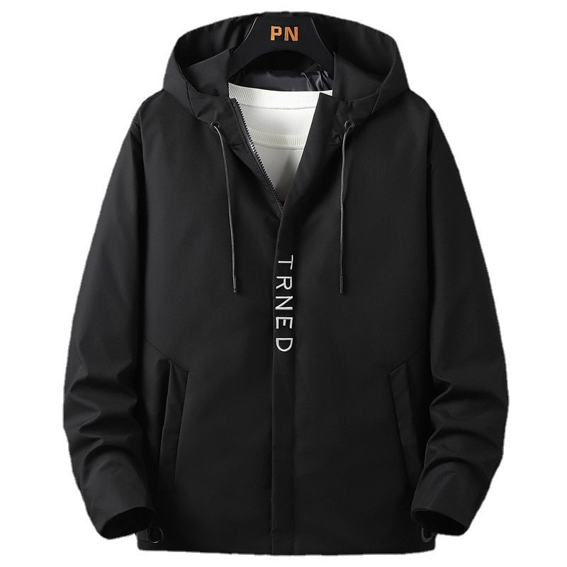 Men's lightweight hooded shell jacket with concealed zipper and minimalist utility look Shop Velvia